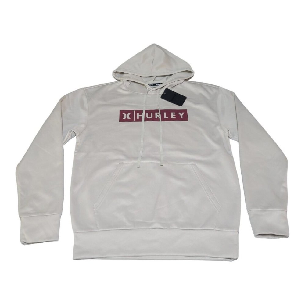 Hurley Bootcamp Block Logo Pullover Fleece‎ Hoodie Men's Small Bone White NWT